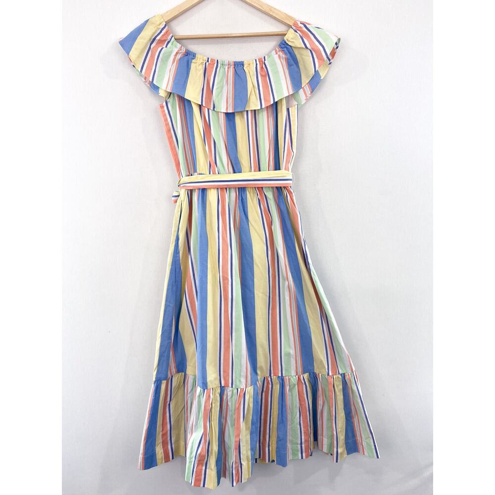 Draper James RSVP Striped Off the Shoulder Midi Dress Multi Color Small - Picture 6 of 9